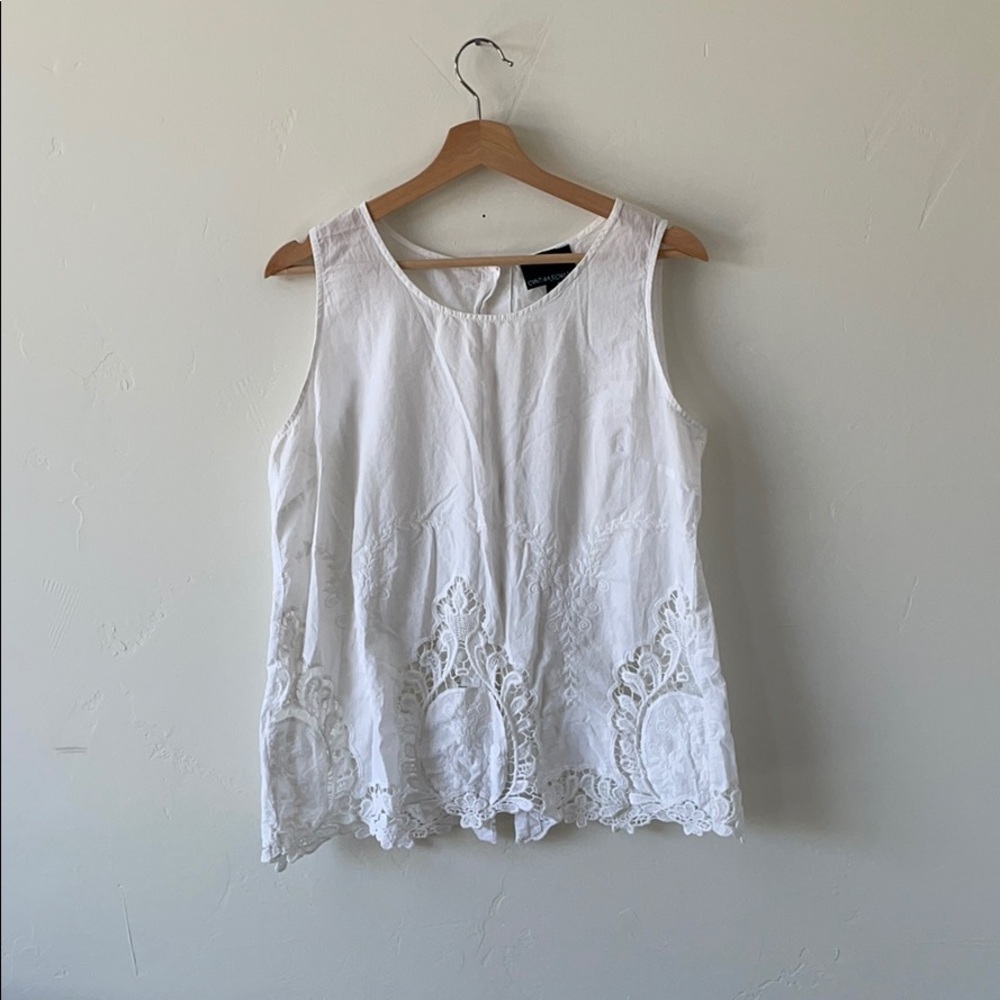 Cynthia Rowley Eyelet Button-Back Tank